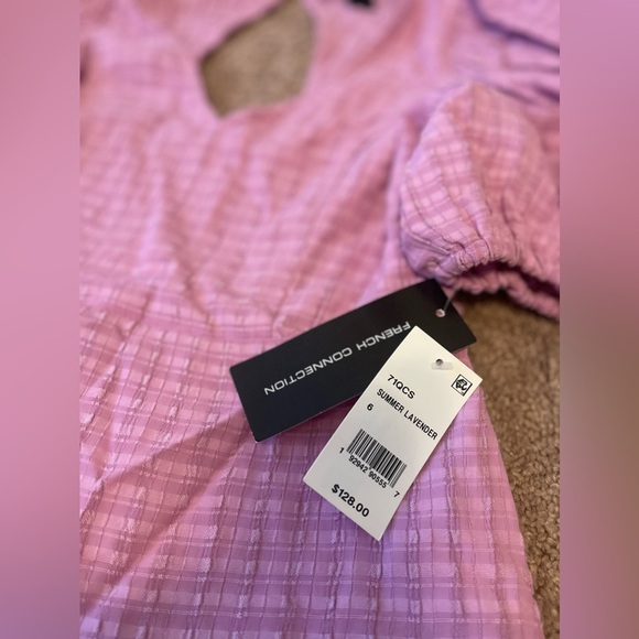 NWT!! French Connection Birch Gingham Tiered Dress in Summer Lavender - Picture 8 of 11